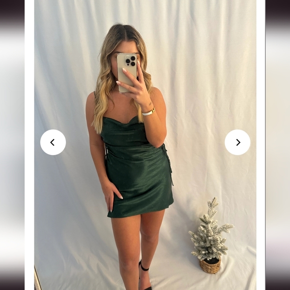 Satin Mistletoe Mini Dress - Picture 2 of 4